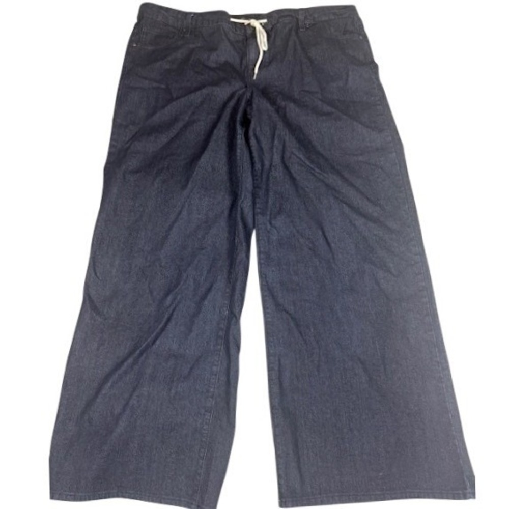 Ag Denim Pants Womens 16W Dark Wash Wide Leg Drawstring Stretch Indigo